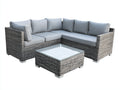 Canapé de jardin - Rotin tressé-Tissu-Verre - 232x232x79 cm - Gris-Gris bleu clair - Style contemporain