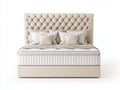 Lit double - Tissu - 220 x 180 x 140 cm - Beige clair - Style classique contemporain