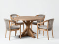 Salon de jardin repas - Bois-Corde-Tissu - 120 x 120 x 75 cm - Marron naturel-Gris - Style naturel