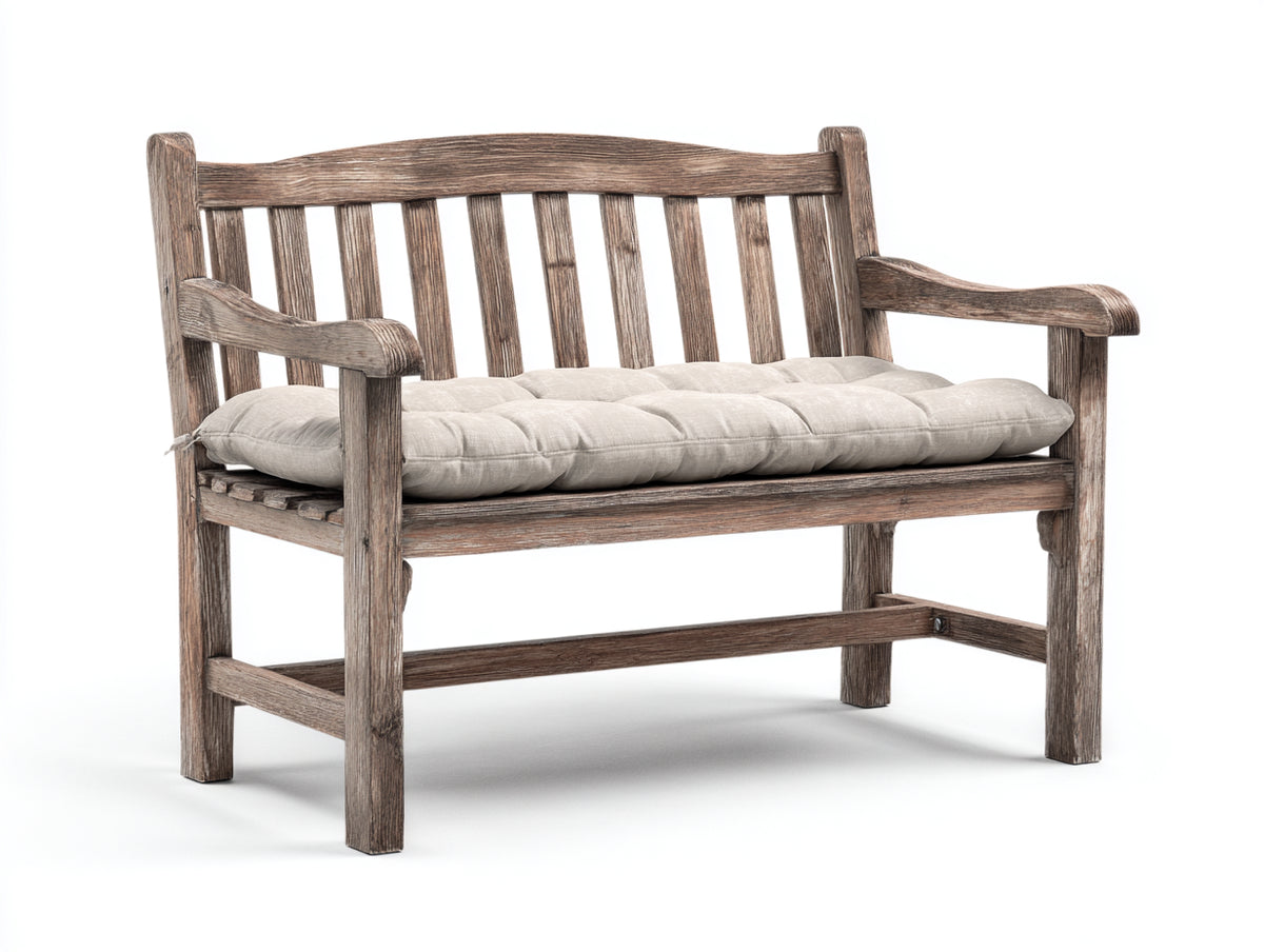 Banc de jardin - Bois-Tissu - 146 x 62 x 88 cm - Brun vieilli-Beige - Style rustique patiné