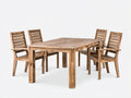 Salon de jardin repas - Bois - 220 x 110 x 75 cm - Marron naturel - Style rustique