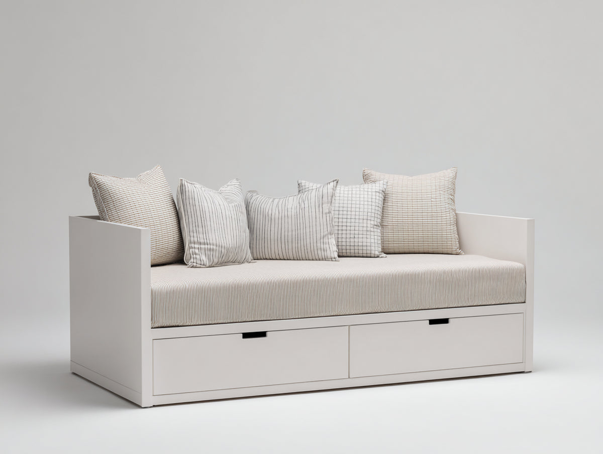 Canapé lit - Bois - 214 x 96 x 86 cm - Blanc - Style minimaliste avec rangement