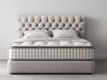 Lit double - Tissu bouclé - 215 x 180 x 125 cm - Beige - Style classique contemporain