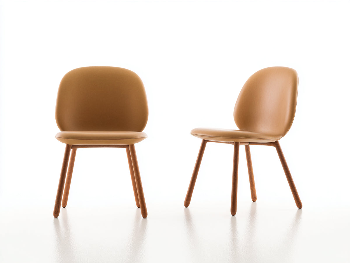 Chaise de salle à manger - Similicuir-Bois - 55 x 48 x 82 cm - Caramel-Brun moyen - Style minimaliste lot de 2