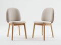 Chaise de salle à manger - Tissu-Bois - 58 x 51 x 86 cm - Écru-Bois clair - Style minimaliste lot de 2
