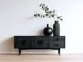 Meuble d'entrée - Bois - 158 x 41 x 72 cm - Noir - Style rétro moderne