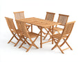 Salon de jardin repas - Bois - 160x90x75 cm - Marron clair - Style naturel avec chaises pliantes