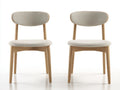 Chaise de salle à manger - Tissu-Bois - 57 x 50 x 80 cm - Beige clair-Bois naturel - Style scandinave lot de 2