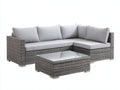 Canapé de jardin - Rotin tressé-Tissu-Verre - 238x182x78 cm - Gris taupe-Gris clair - Style contemporain
