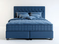 Lit double - Tissu - 215 x 180 x 120 cm - Bleu marine - Style contemporain