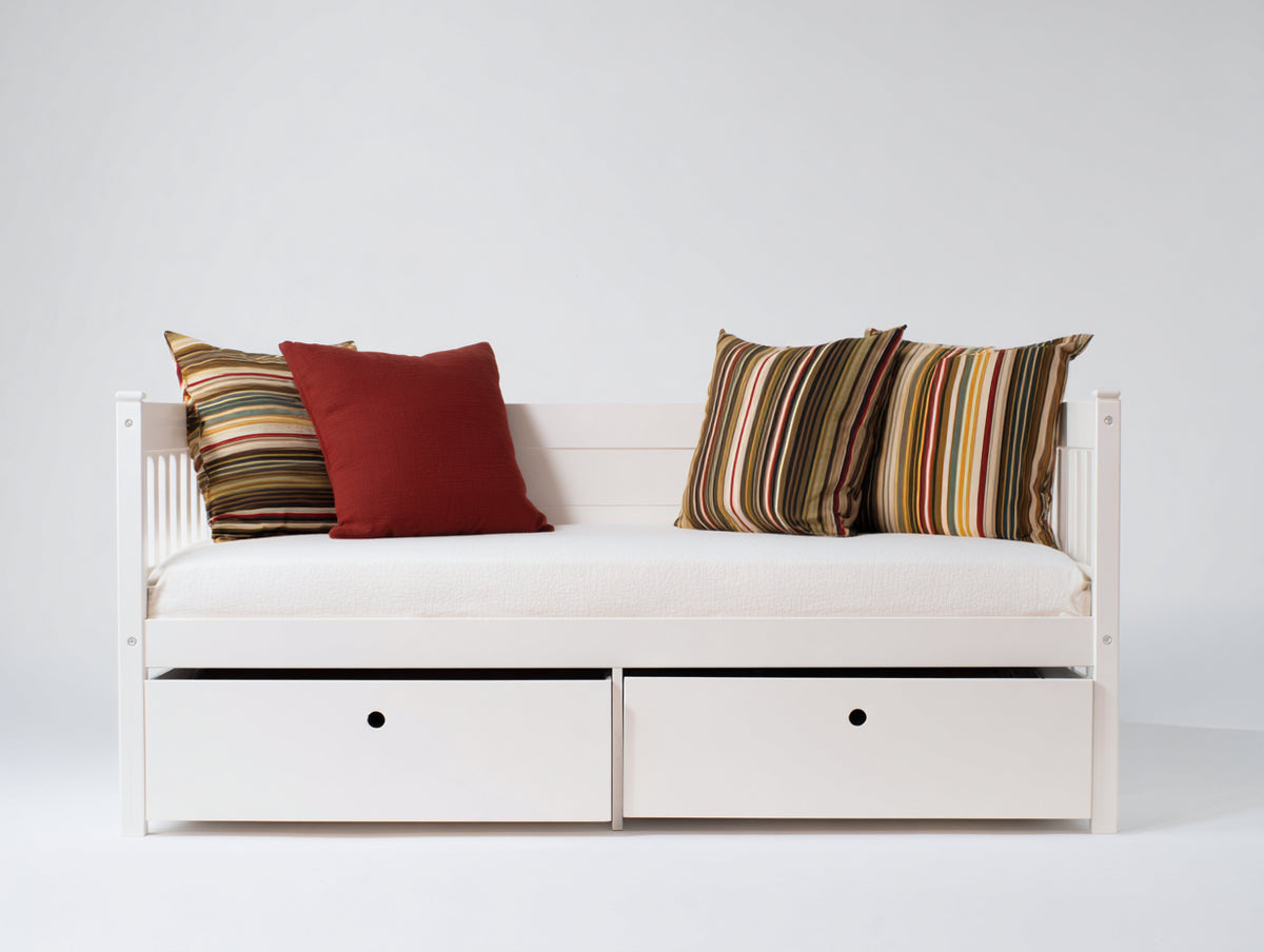 Canapé lit - Bois - 205 x 94 x 84 cm - Blanc - Style fonctionnel avec rangement