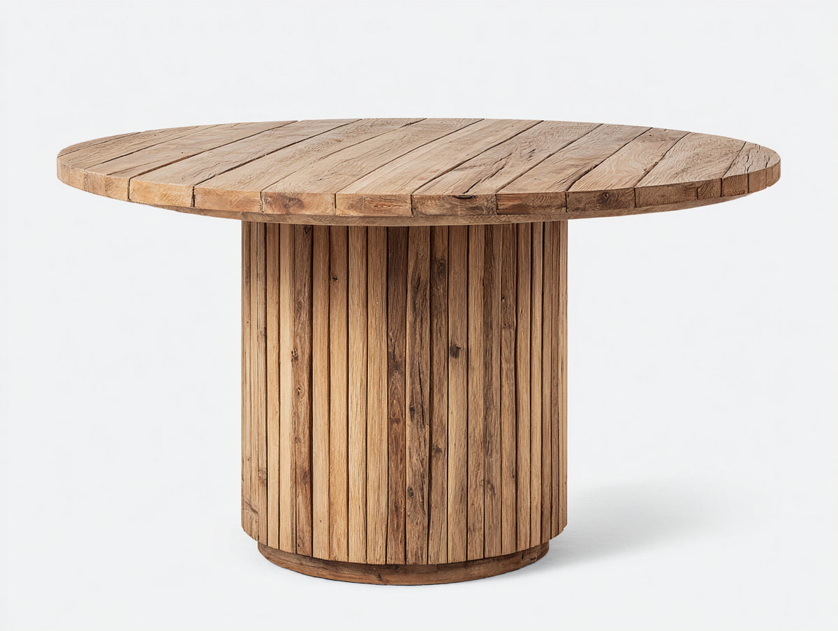 Table de jardin - bois massif - 120x120x75 cm - naturel - style contemporain