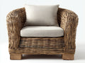 Fauteuil de jardin - Rotin-Tissu-Bois - 82x80x78 cm - Brun naturel-Beige - Style rustique
