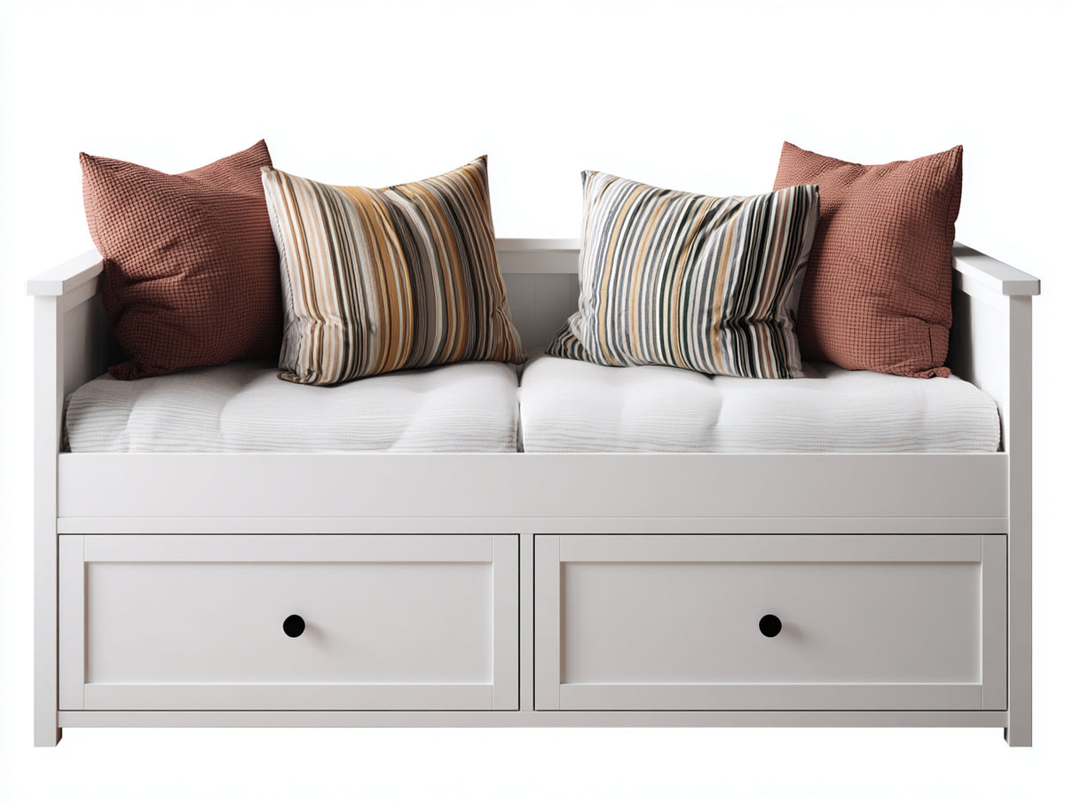 Canapé lit - Bois - 208 x 95 x 87 cm - Blanc - Style moderne avec rangement