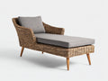 Bain de soleil-Résine tressée-Tissu-Bois-200x85x75 cm-marron-gris-style naturel