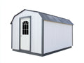 Abri de jardin - Bois-Acier - 305 x 244 x 248 cm - Blanc-Gris ardoise - Style grange à toit brisé