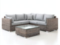 Canapé de jardin - Rotin tressé-Tissu-Verre - 236x236x80 cm - Gris taupe-Gris clair-Transparent - Style contemporain